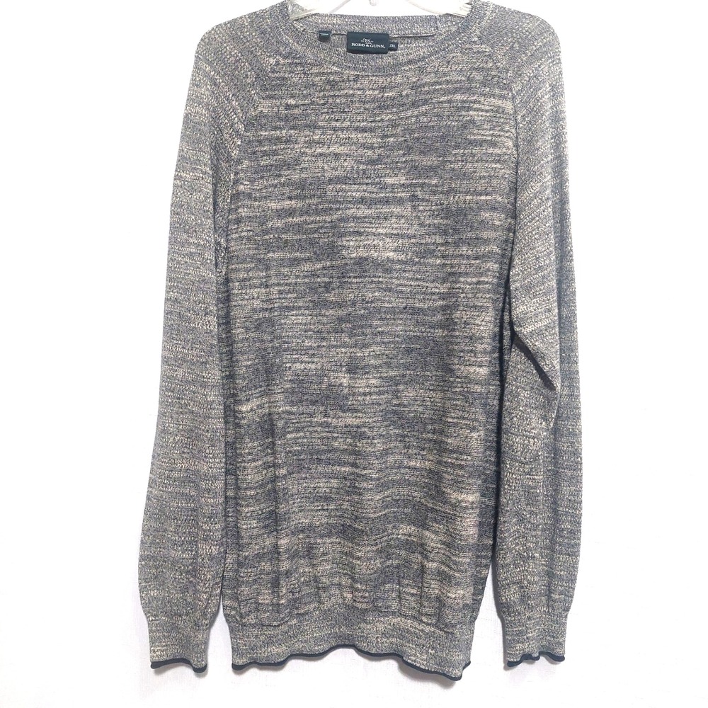Rodd & Gunn Mens Size 2XL Tight Knit Sweater Raglan Long Sleeves Crew Neck Gray